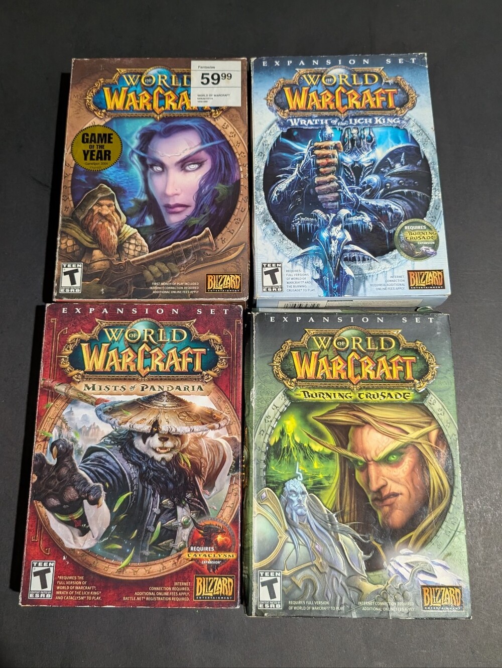 Lot Of 4 World of Warcraft PC Games WOW Pandaria Burning Crusade Lich King